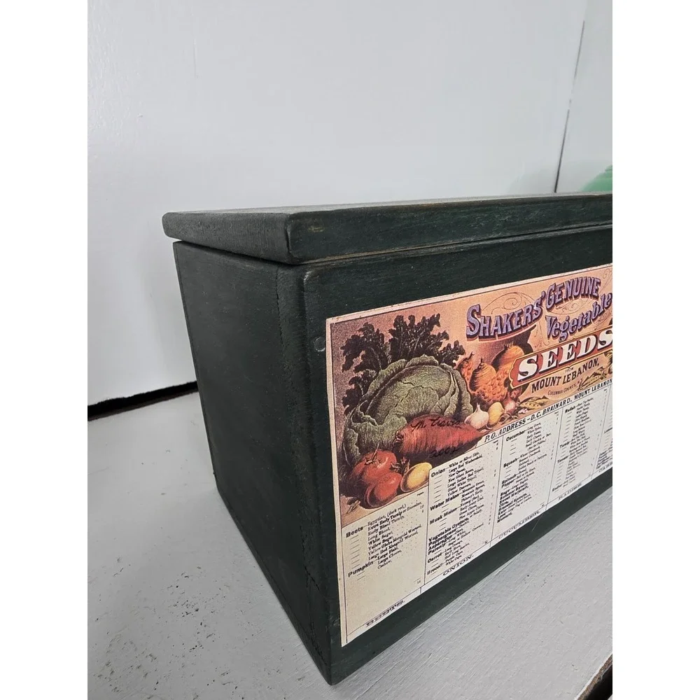 Shaker Seeds Wood Box Mount Lebanon, N.Y. Signed